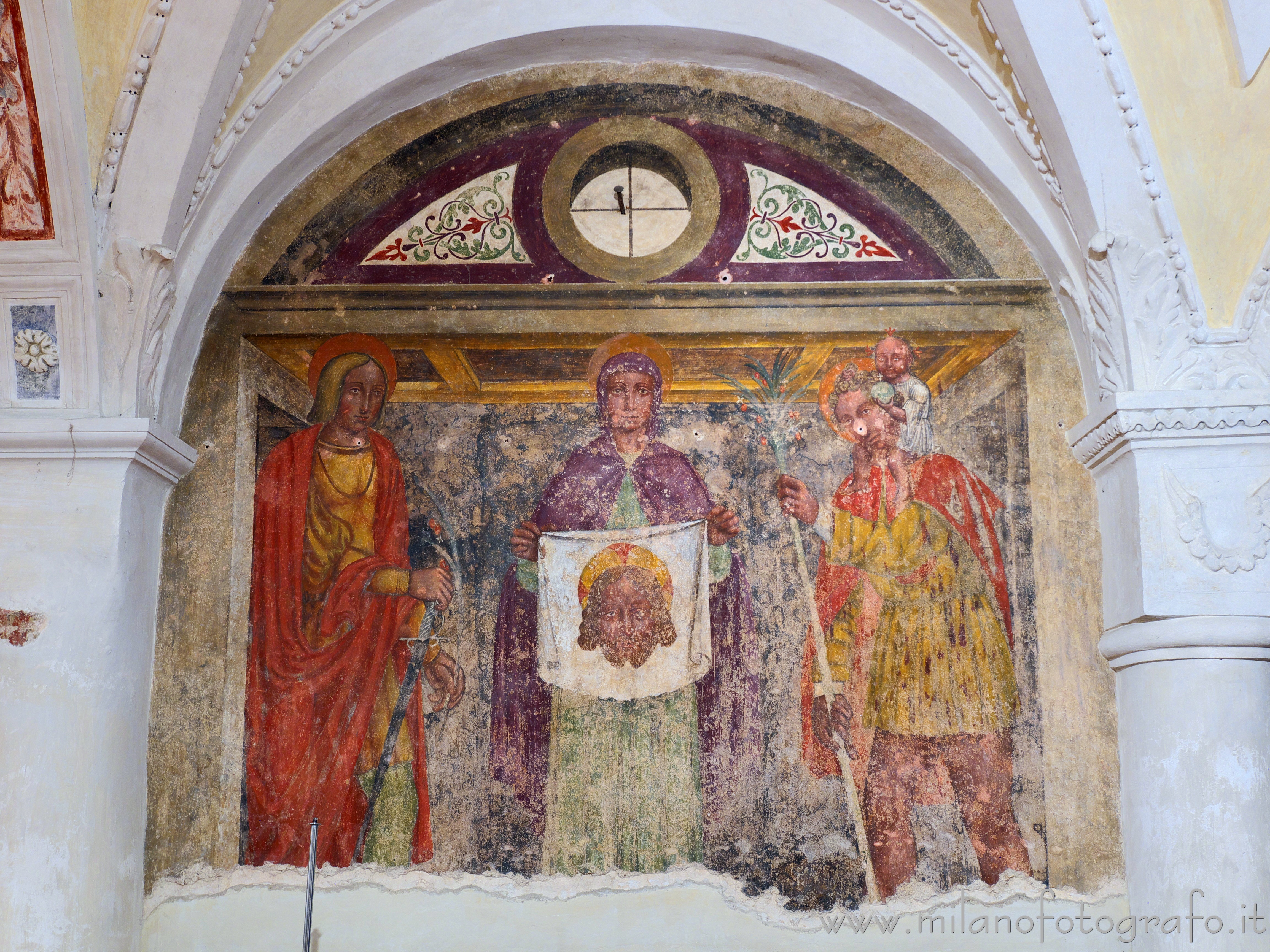 Vimercate (Monza e Brianza, Italy) - Veronica between St. Christopher and a saint knight in the Church of Santo Stefano